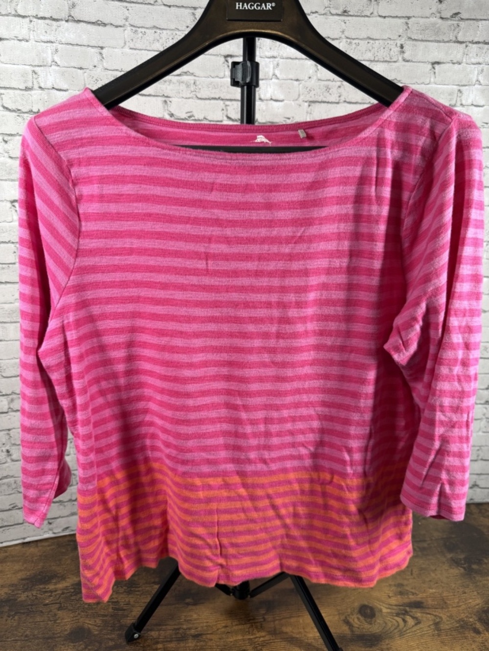 Women's Tommy Bahama Quarter Sleeve Shirt Size Large - Pink/Orange